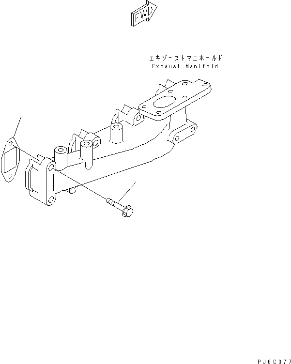 Komatsu parts book diagram for SAA4D102E-2G-4 S/N 26274903-UP: EXHAUST MANIFOLD GASKET AND BOLT(#26277757-)