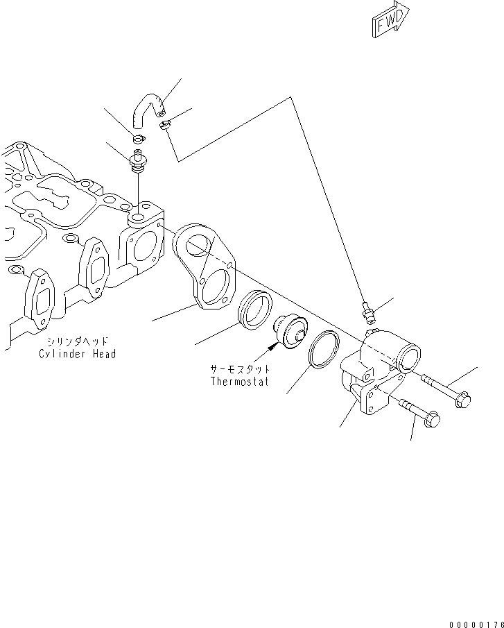 Komatsu parts book diagram for SAA4D102E-2G-4 S/N 26274903-UP: THERMOSTAT HOUSING(#26310811-)