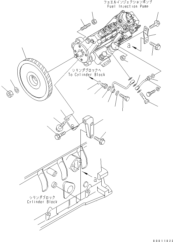 Komatsu parts book diagram for SAA4D102E-2G-4 S/N 26274903-UP: FUEL INJECTION PUMP MOUNTING(#26317765-)
