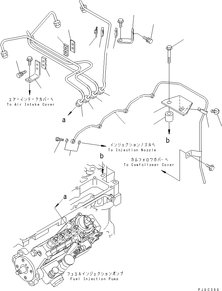 Komatsu parts book diagram for SAA4D102E-2G-4 S/N 26274903-UP: FUEL PIPING(#26277757-)