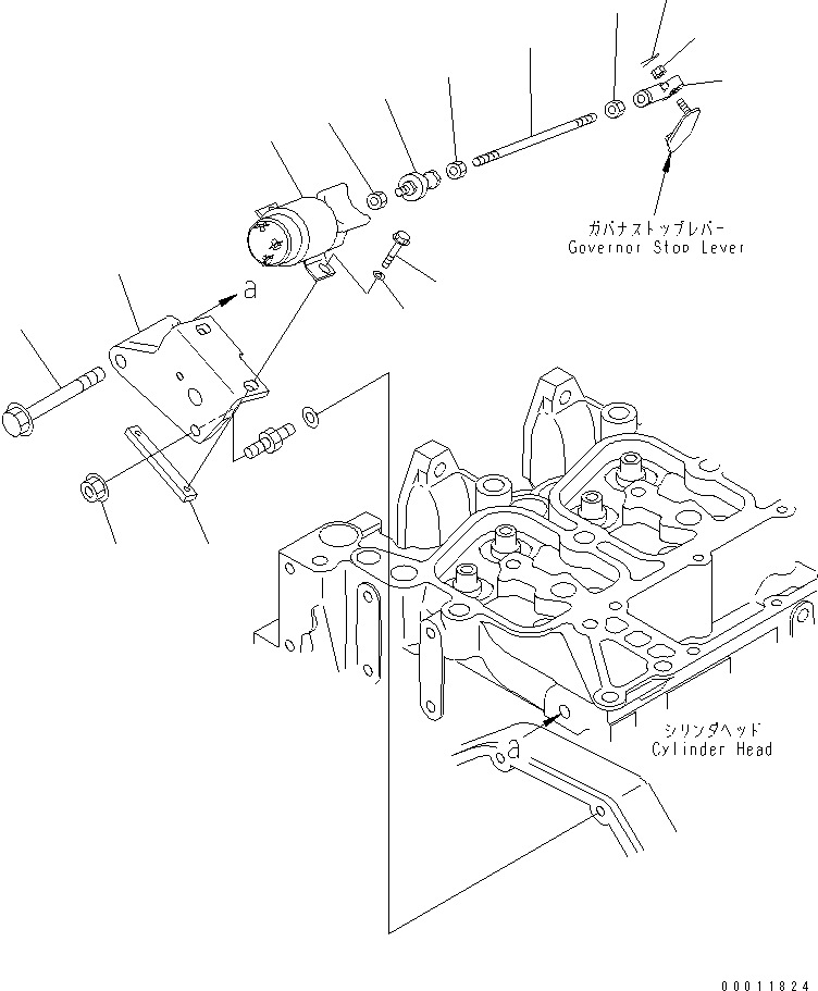 Komatsu parts book diagram for SAA4D102E-2G-4 S/N 26274903-UP: STOP SOLENOID(#26317765-)