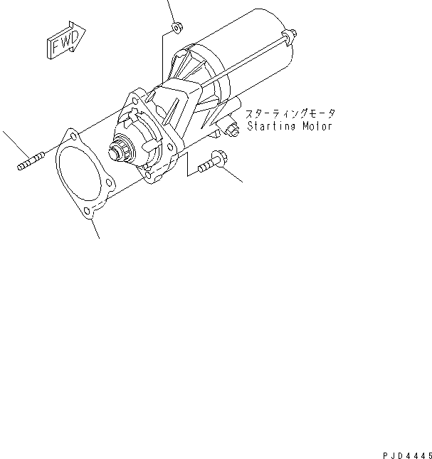Komatsu parts book diagram for SAA4D102E-2G-4 S/N 26274903-UP: STARTING MOTOR MOUNTING (5.5KW)