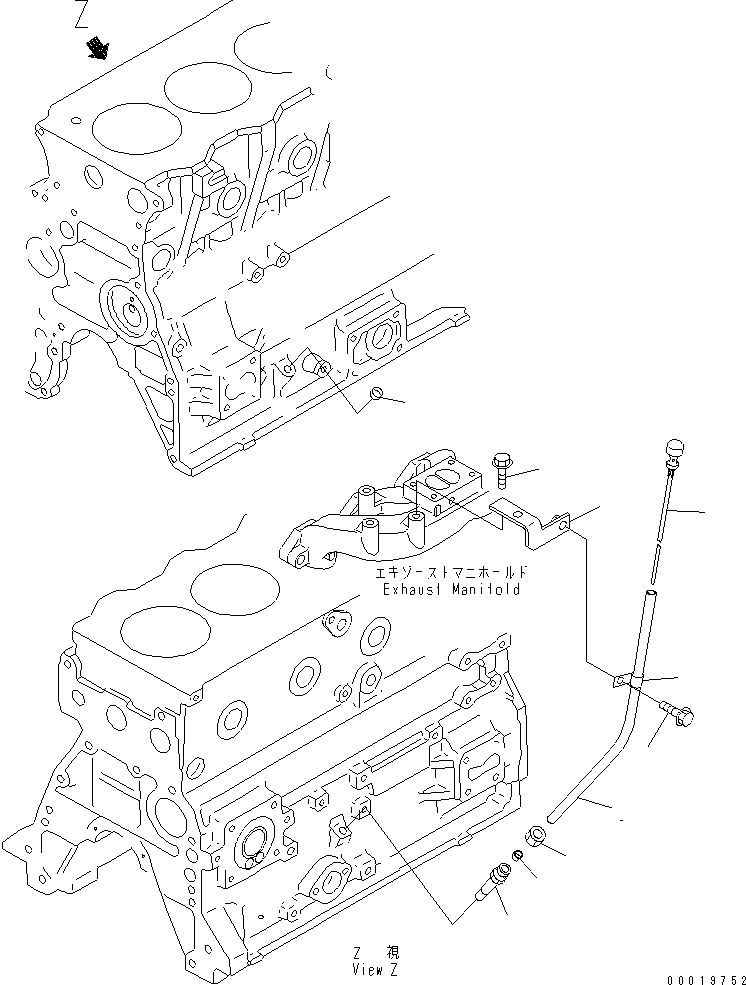 Engines Komatsu / SAA4D95LE-3B-4A S/N 101537-UP(saa4d90c) / OIL LEVEL GAUGE(#101744-)(030190 : A2190-A0B5)