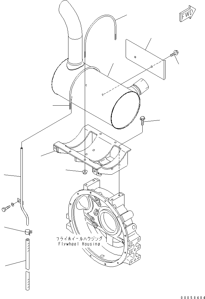 Komatsu parts book diagram for SAA4D95LE-5A S/N 500001-UP: MUFFLER