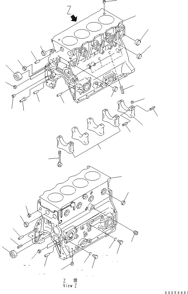 Komatsu parts book diagram for SAA4D95LE-5A S/N 500001-UP: CYLINDER BLOCK
