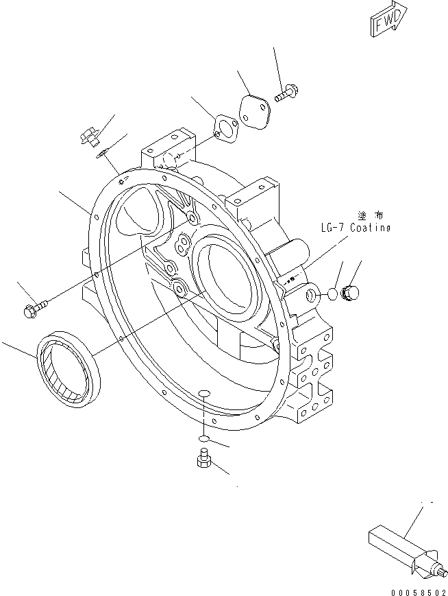 Komatsu parts book diagram for SAA4D95LE-5A S/N 500001-UP: FLYWHEEL HOUSING
