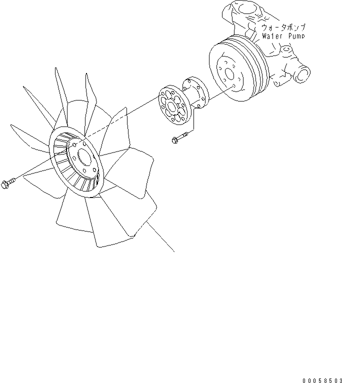 Komatsu parts book diagram for SAA4D95LE-5A S/N 500001-UP: COOLING FAN