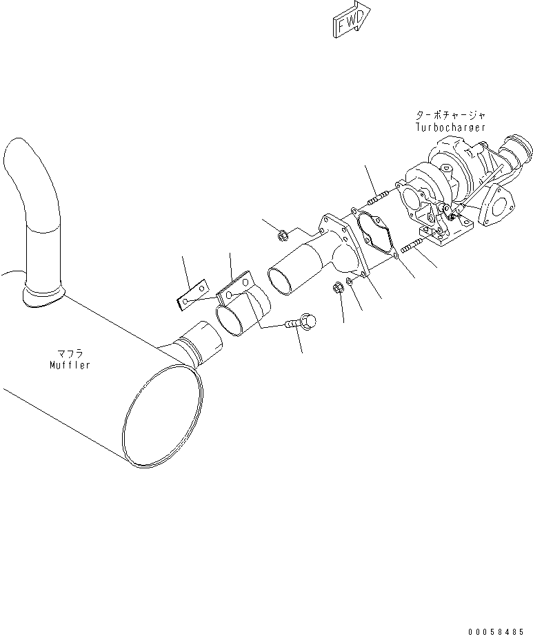 Engines Komatsu / SAA4D95LE_5A S/N 500001-UP(saa4d91u) / MUFFLER PIPE(001019 : A1670-01A4)