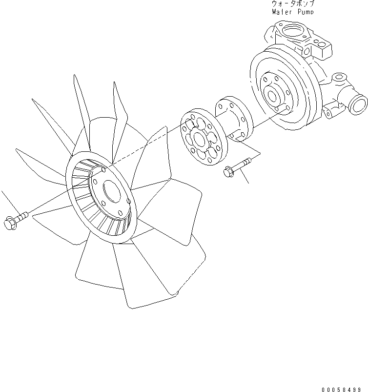 Engines Komatsu / SAA4D95LE_5A S/N 500001-UP(saa4d91u) / COOLING FAN MOUNTING(001058 : A502R-01A6)