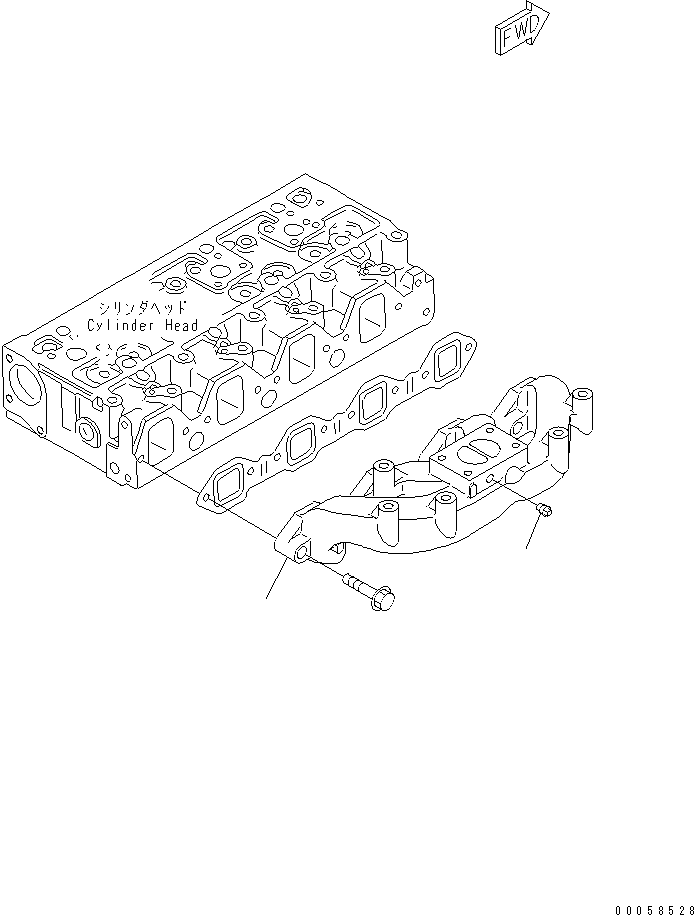 Komatsu parts book diagram for SAA4D95LE-5L-W S/N 500001-UP: EXHAUST MANIFOLD