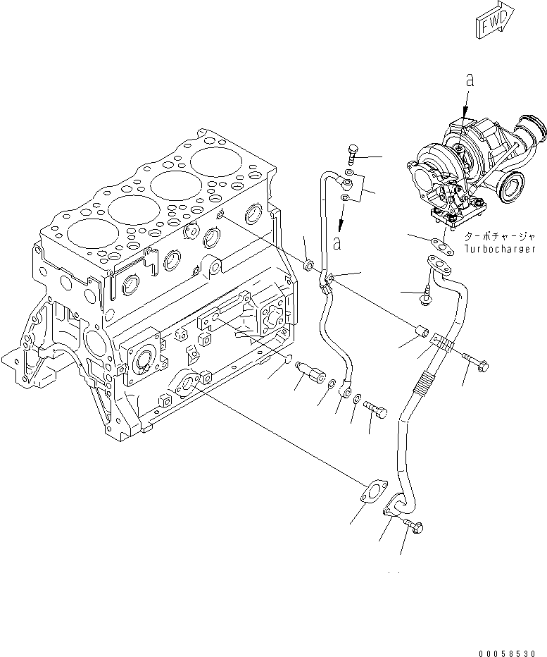 Komatsu parts book diagram for SAA4D95LE-5L-W S/N 500001-UP: TURBOCHARGER OIL PIPING