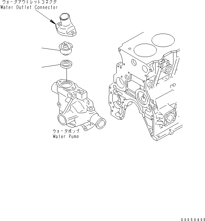 Komatsu parts book diagram for SAA4D95LE-5L-W S/N 500001-UP: THERMOSTAT