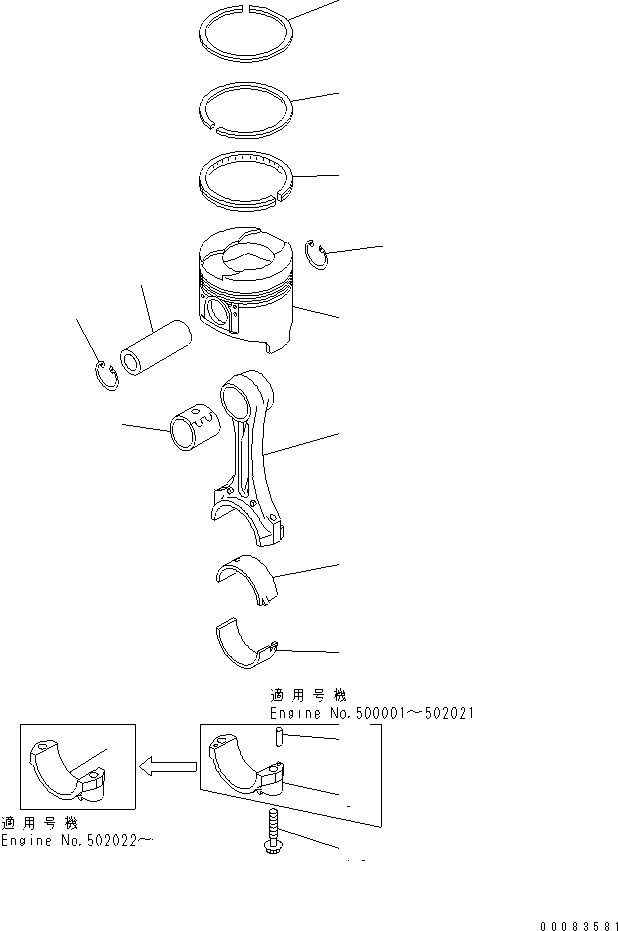 Komatsu parts book diagram for SAA4D95LE-5L-W S/N 500001-UP: PISTON