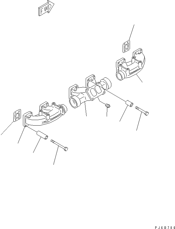 Komatsu parts book diagram for SAA6D140E-3B-8 S/N 110003-UP: EXHAUST MANIFOLD