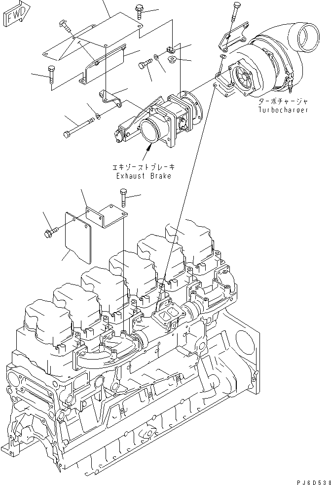 Komatsu parts book diagram for SAA6D140E-3B-8 S/N 110003-UP: HEAT SHIELD (2/2) EXHAUST BRAKE(#112821-)
