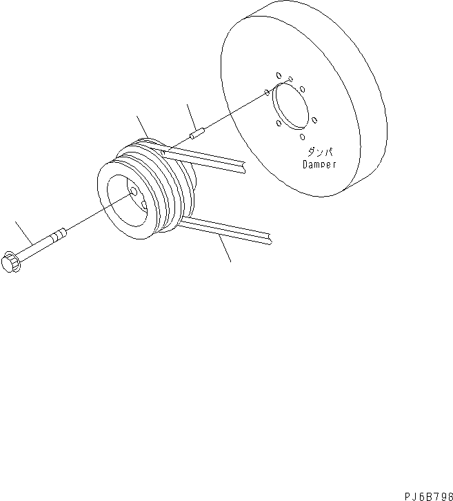 Komatsu parts book diagram for SAA6D140E-3B-8 S/N 110003-UP: CRANK PULLEY(#110014-)