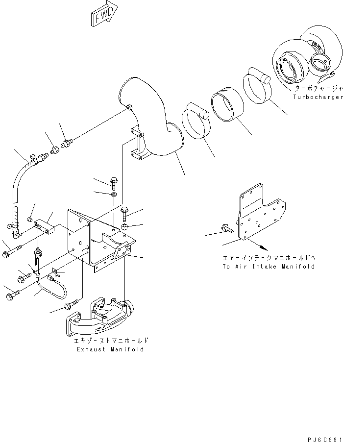 Komatsu parts book diagram for SAA6D140E-3D-8 S/N 110003-UP (Rear Engine): AIR CONNECTION AND SENSOR(#110134-)