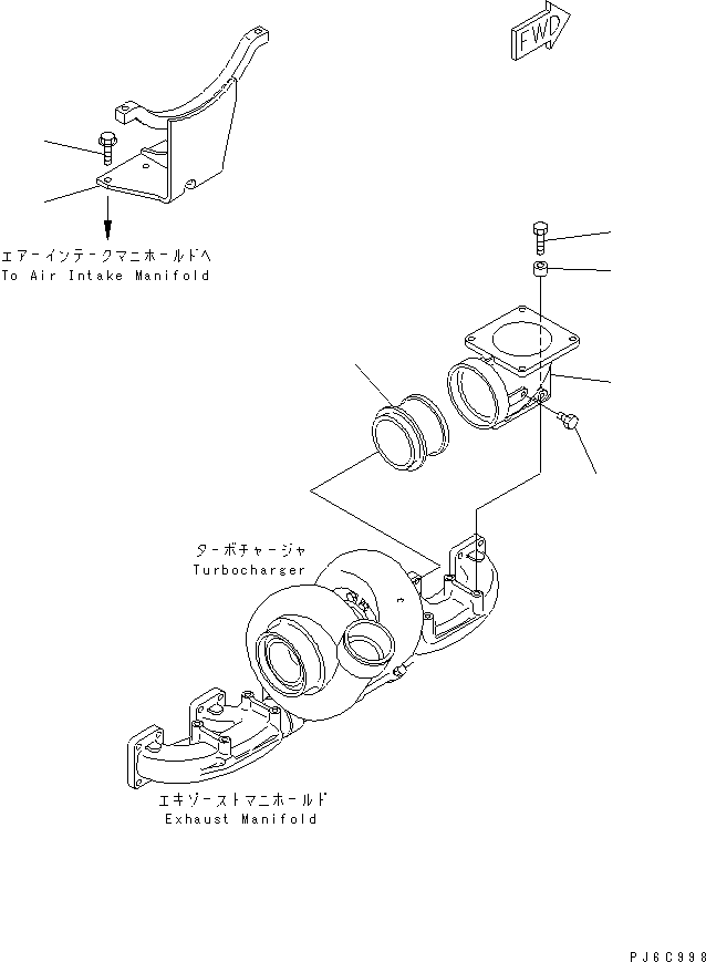 Komatsu parts book diagram for SAA6D140E-3D-8 S/N 110003-UP (Rear Engine): EXHAUST CONNECTION(#110134-)