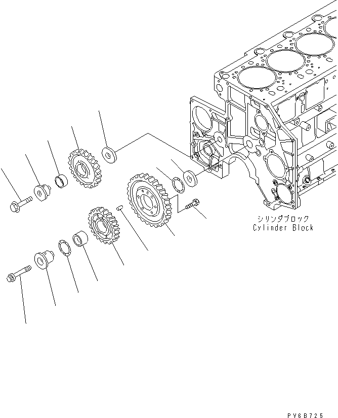 Komatsu parts book diagram for SAA6D140E-3D-8 S/N 110003-UP (Rear Engine): IDLER GEAR(#110001-)