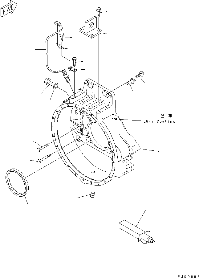 Komatsu parts book diagram for SAA6D140E-3D-8 S/N 110003-UP (Rear Engine): FLYWHEEL HOUSING(#110134-)