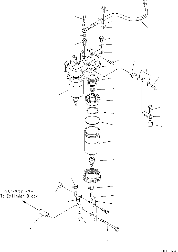 Komatsu parts book diagram for SAA6D140E-3D-8 S/N 110003-UP (Rear Engine): WATER SEPARATOR (BAD FUEL GROUND SPEC.)(#111174-)