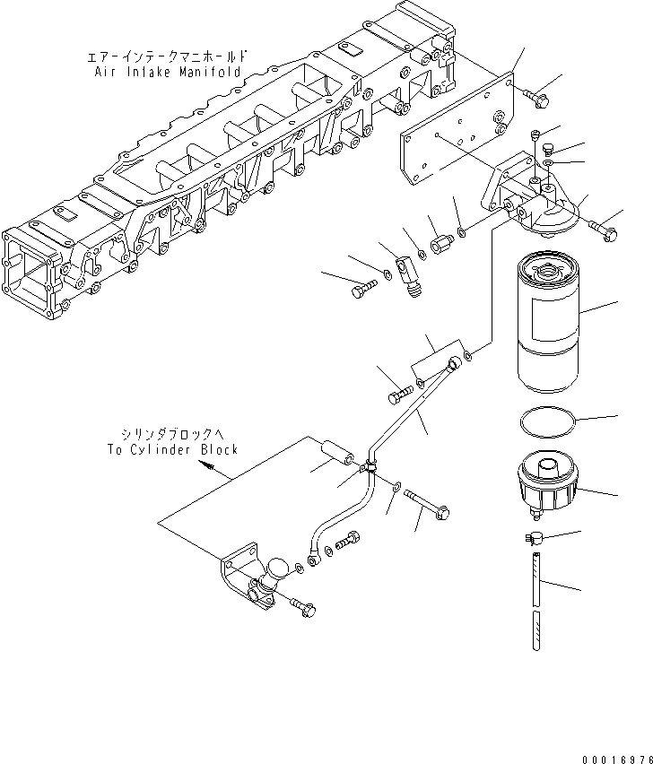 Komatsu parts book diagram for SAA6D140E-3D-8 S/N 110003-UP (Rear Engine): PRE FILTER MOUNTING (THREAD 1-1/4)(#111853-)