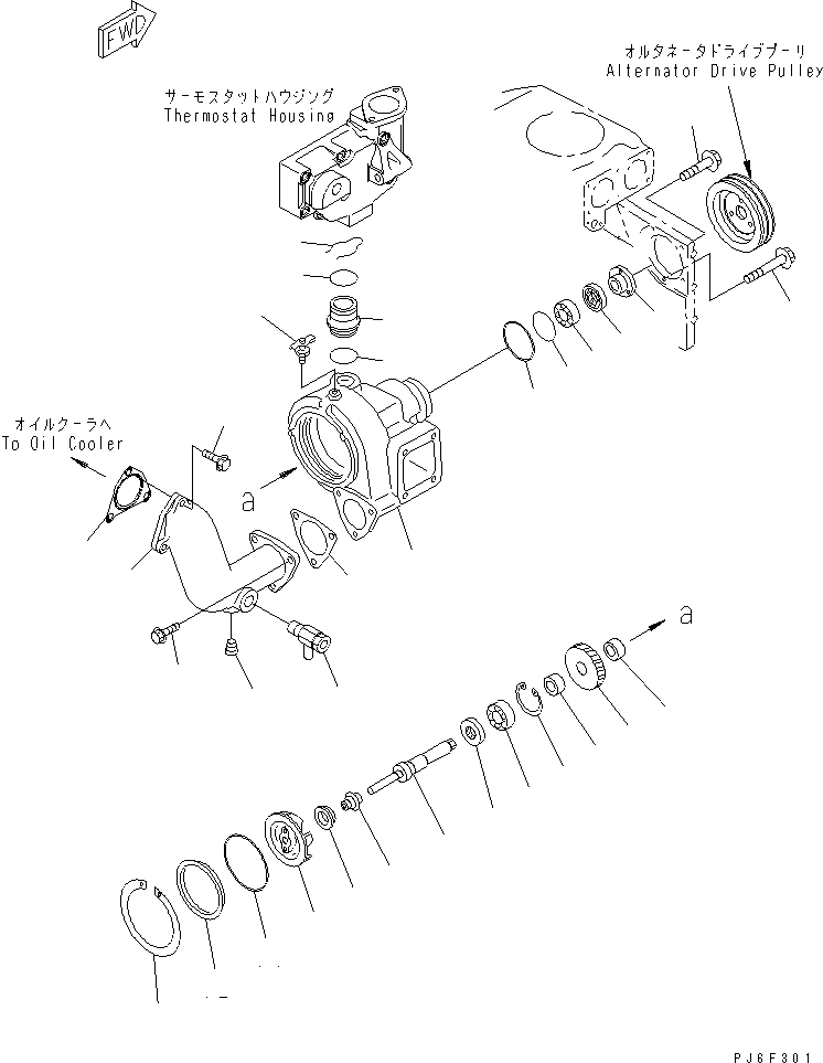 Komatsu parts book diagram for SAA6D140E-3D-8 S/N 110003-UP (Rear Engine): WATER PUMP (COLD TERRAIN SPEC.)(#110947-)