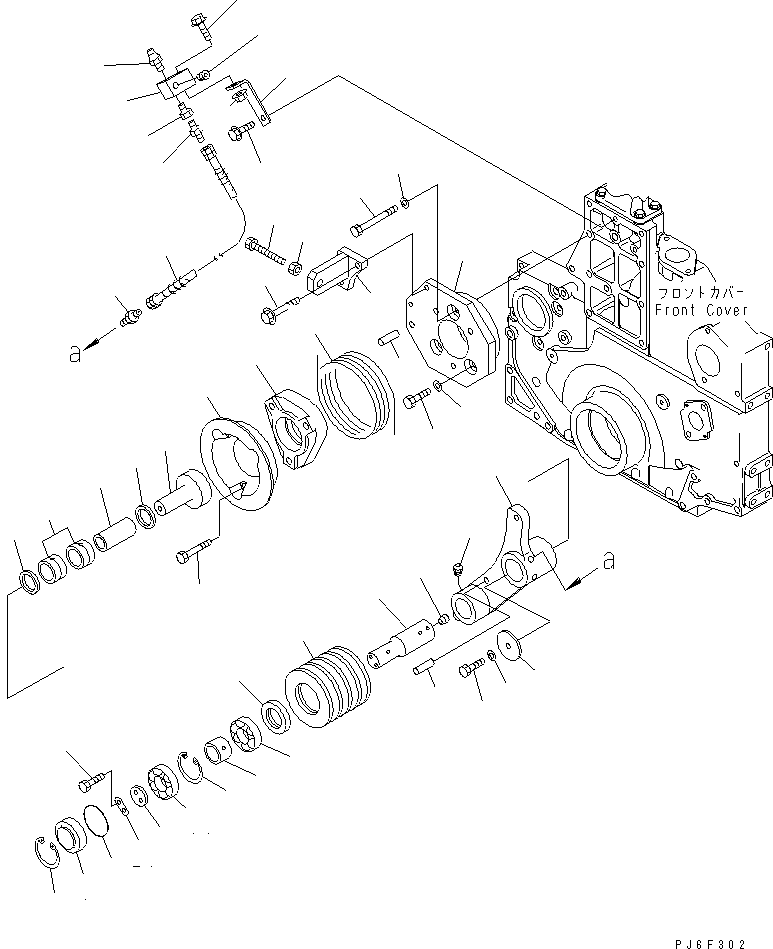 Komatsu parts book diagram for SAA6D140E-3D-8 S/N 110003-UP (Rear Engine): TENSION PULLEY (SANDY AND DUSTY SPEC.)(#110948-112079)
