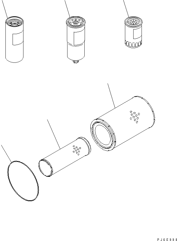 Komatsu parts book diagram for SAA6D140E-3D-8 S/N 110003-UP (Rear Engine): SPARE PARTS (AIR ELEMENT AND CARTRIDGE)(#110134-114242)