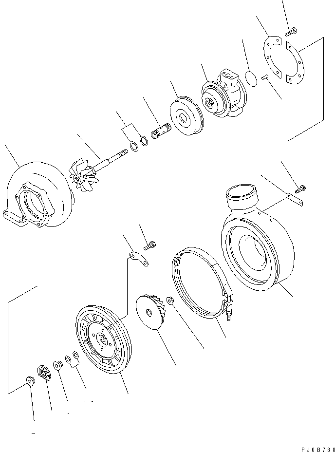 Komatsu parts book diagram for SAA6D140E-3J-1 S/N 111534-UP: TURBOCHARGER (KTR110L-585E) (INNER PARTS)(#110014-)