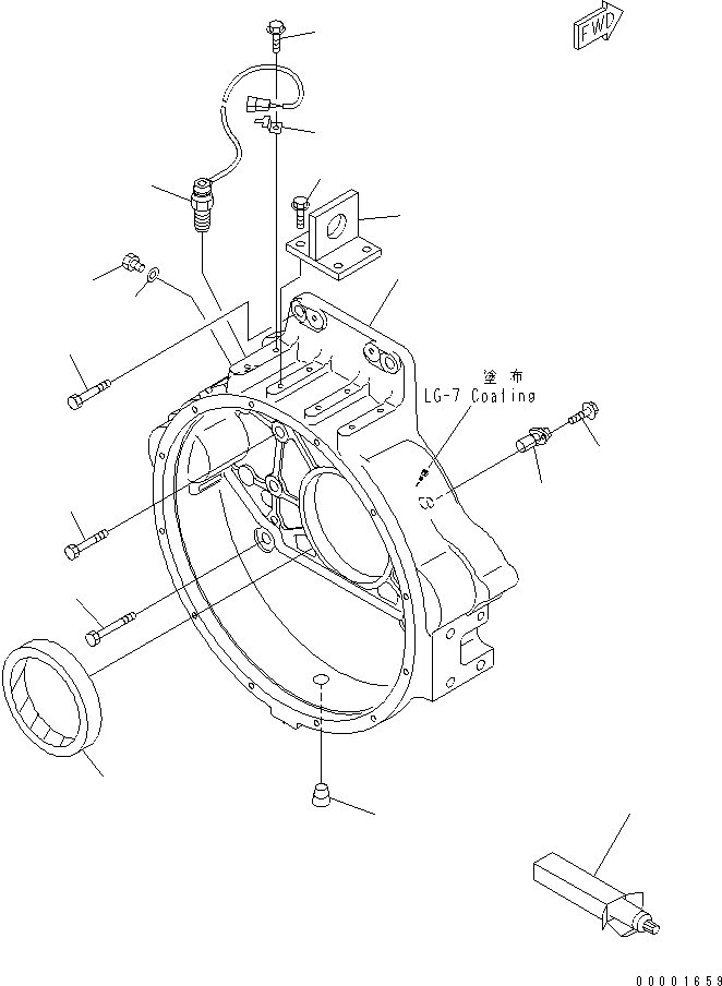 Komatsu parts book diagram for SAA6D140E-3J-1 S/N 111534-UP: FLYWHEEL HOUSING (EXTREME COLD TERRAIN SPEC.)