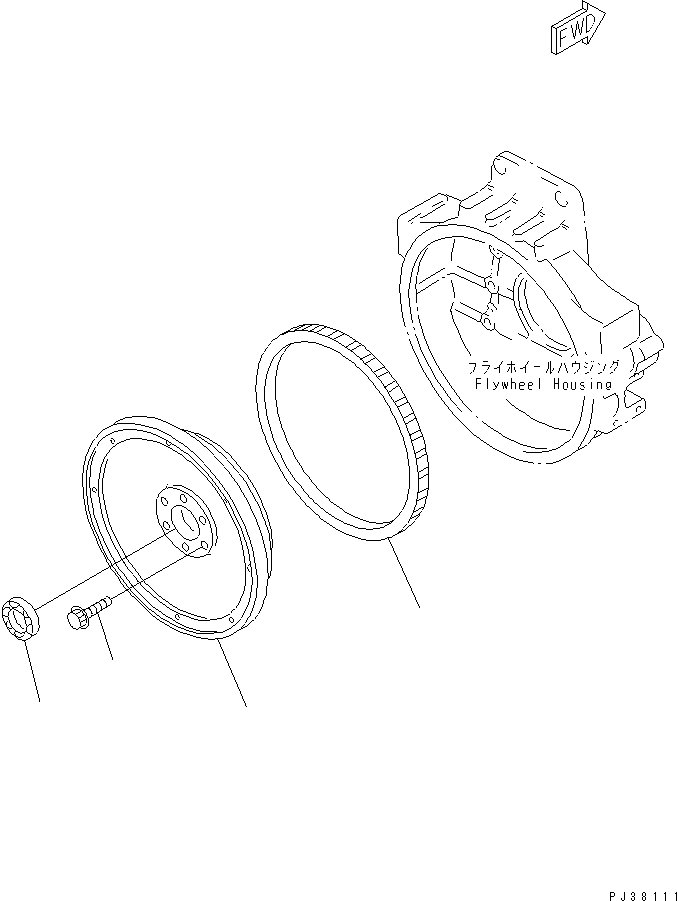 Komatsu parts book diagram for SAA6D140E-3J-1 S/N 111534-UP: FLYWHEEL (EXTREME COLD TERRAIN SPEC.)
