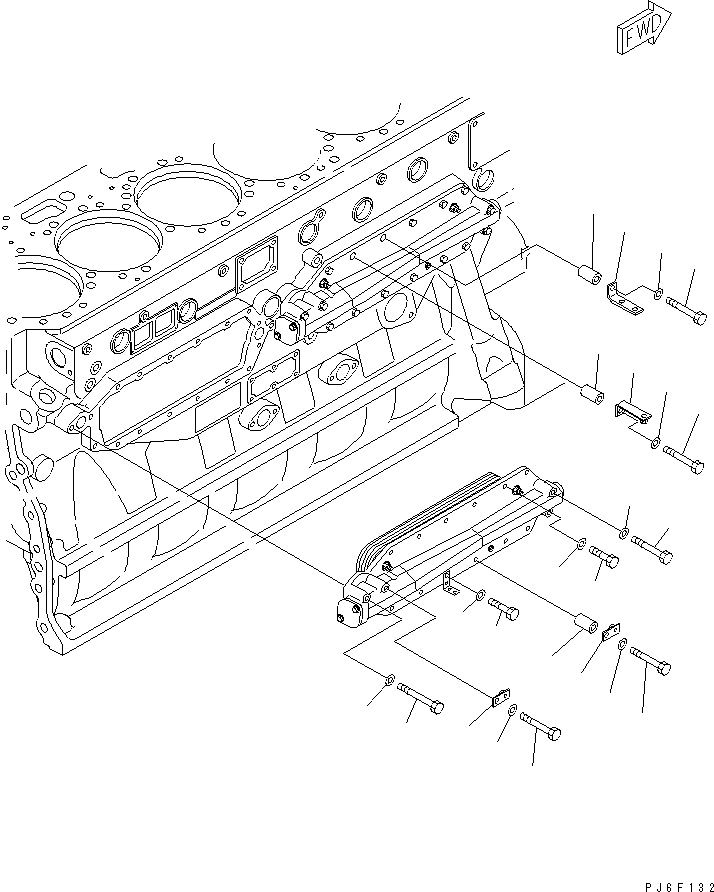 Engines Komatsu / SAA6D170E-3F-8 S/N 310001-UP(saa6d0fr) / OIL COOLER MOUNTING (WITH EXHAUST AND BLOWBY SENSOR)(#310169-)(030460 : A3311-A6E7)