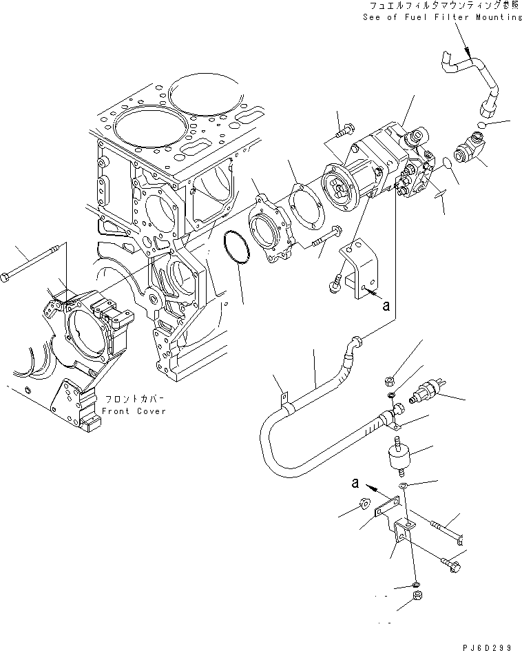 Engines Komatsu / SAA6D170E-3F-8 S/N 310001-UP(saa6d0fr) / FUEL INJECTION PUMP MOUNTING(030470 : A4010-A6E9)