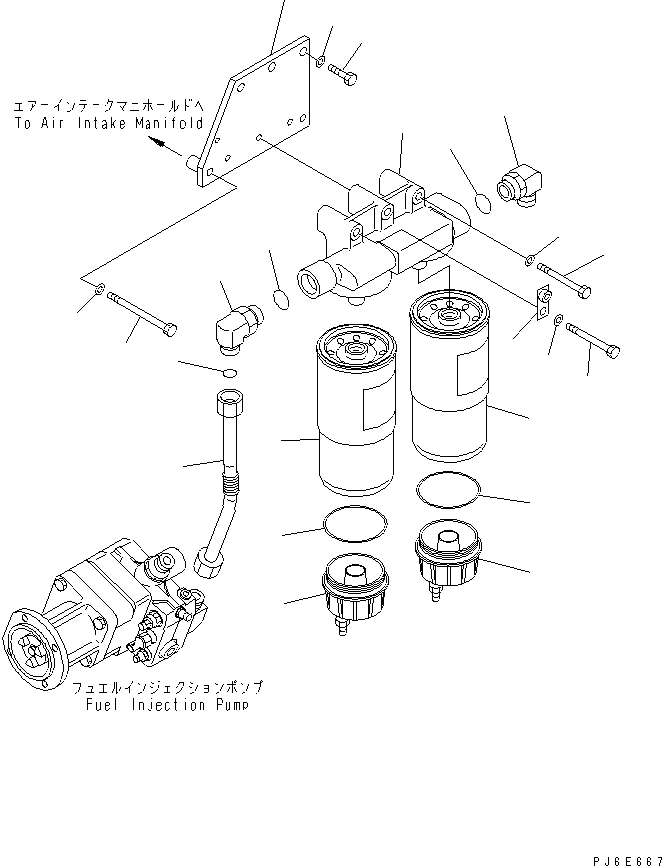 Engines Komatsu / SAA6D170E-3F-8 S/N 310001-UP(saa6d0fr) / FUEL FILTER (WATER SEPARATOR SPEC.)(#310169-)(030530 : A4110-A6G3)