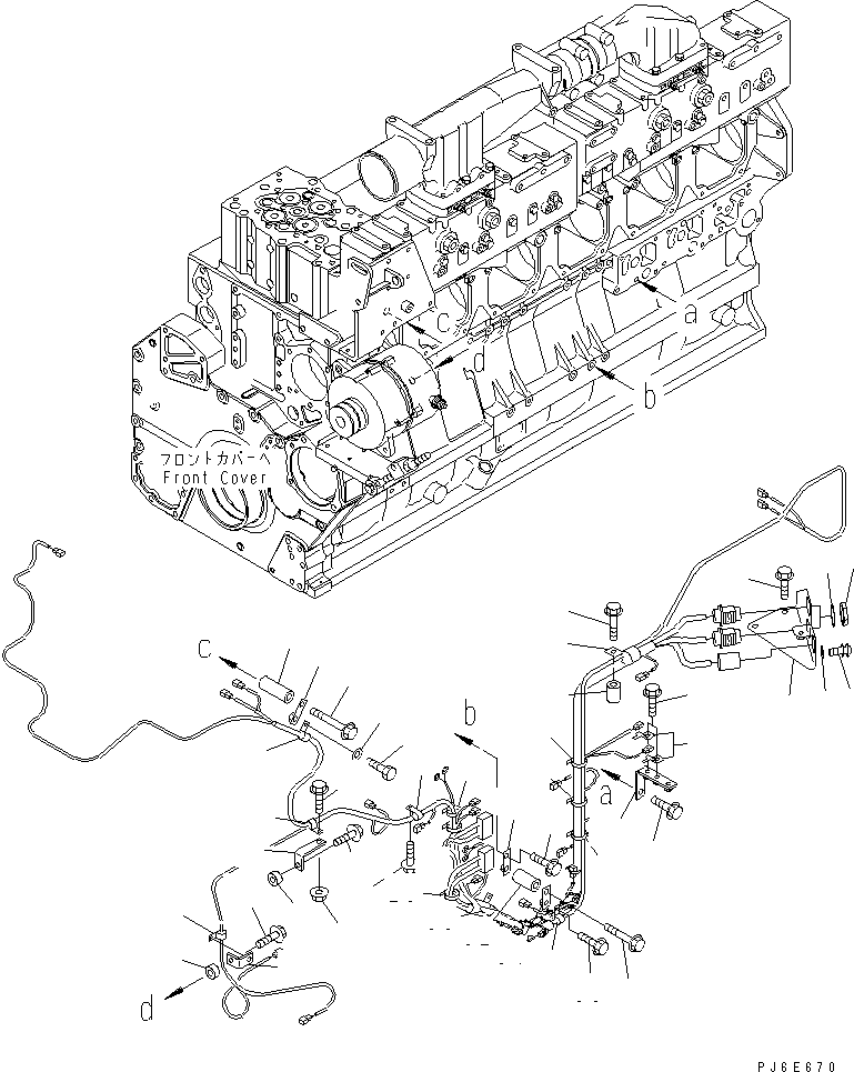 Engines Komatsu / SAA6D170E-3F-8 S/N 310001-UP(saa6d0fr) / FUEL CONTROL HARNESS MOUNTING (1/3)(#310169-)(030580 : A4750-A6B1)