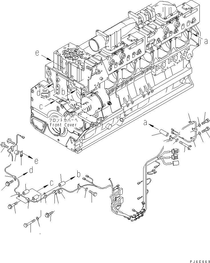 Engines Komatsu / SAA6D170E-3F-8 S/N 310001-UP(saa6d0fr) / FUEL CONTROL HARNESS MOUNTING (2/3)(#310169-)(030590 : A4750-B6B1)