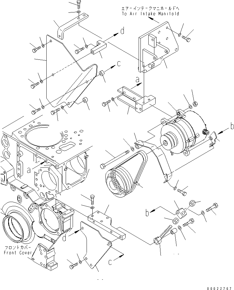 Engines Komatsu / SAA6D170E-3F-8 S/N 310001-UP(saa6d0fr) / ALTERNATOR MOUNTING (75A) (MSHA SPEC.)(#310262-)(030720 : A6010-A6H9)