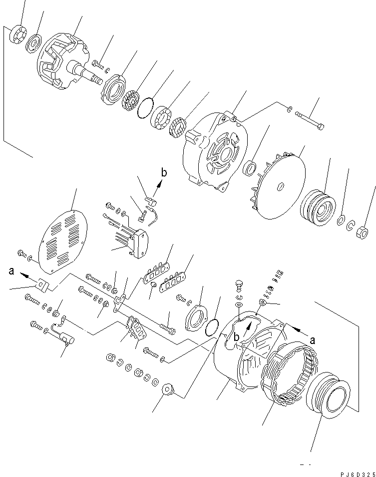Engines Komatsu / SAA6D170E-3F-8 S/N 310001-UP(saa6d0fr) / ALTERNATOR (75A) (MSHA SPEC.) (INNER PARTS)(#310262-)(030730 : A6010-B6H9)