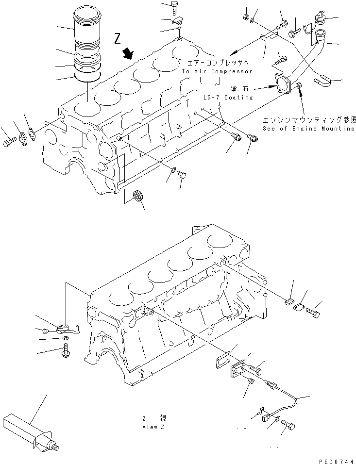 Engines Komatsu / SAA6D140E-2B-8 S/N 22537-UP(saa6d0lr) / CYLINDER BLOCK (2/2)(#22885-26083)(030270 : A2010-B4F2)