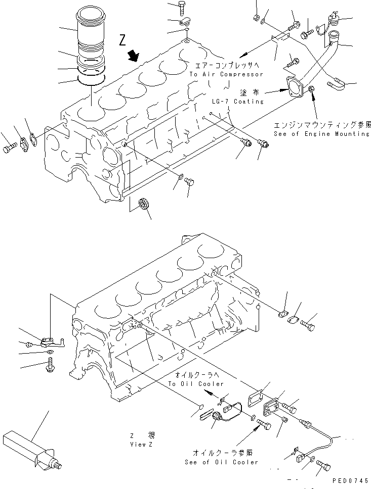 Engines Komatsu / SAA6D140E-2B-8 S/N 22537-UP(saa6d0lr) / CYLINDER BLOCK (2/2) (COLD TERRAIN SPEC.)(#22885-26083)(030280 : A2010-B4F3)