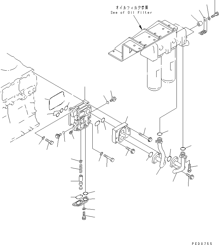 Engines Komatsu / SAA6D140E-2B-8 S/N 22537-UP(saa6d0lr) / OIL ADAPTER(#22885-)(030670 : A3110-A4C6)