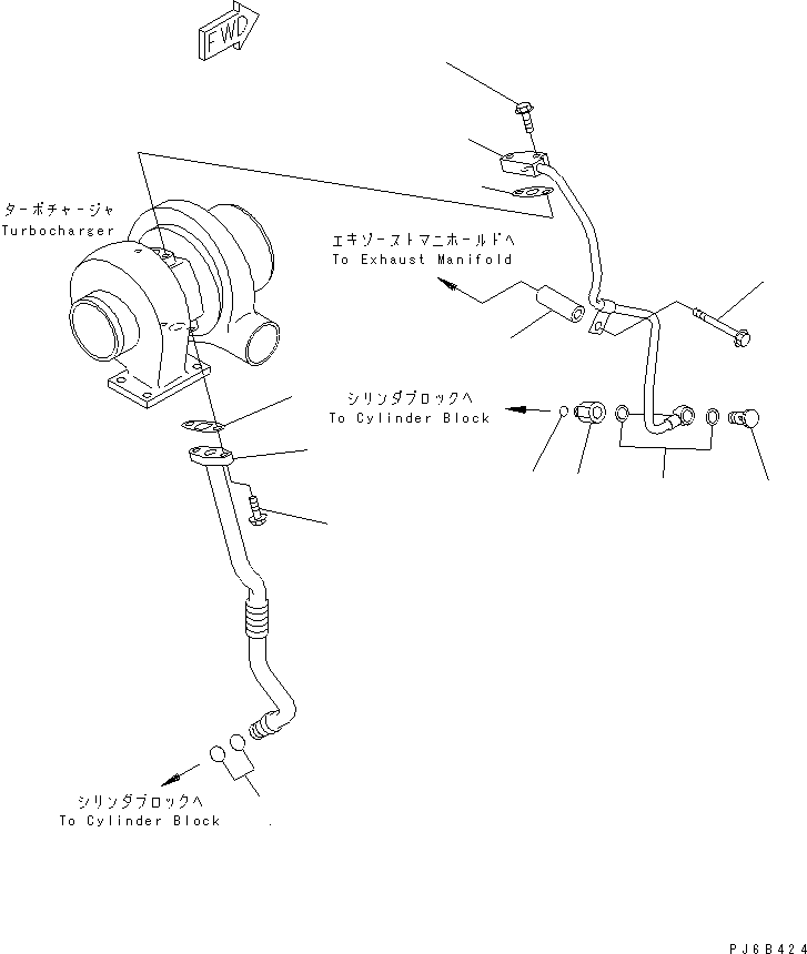 Engines Komatsu / SAA6D102E-2E-8 S/N 26274903-UP(saa6d0qr) / TURBOCHARGER OIL PIPING(#26280116-)(030120 : A153T-01B7)