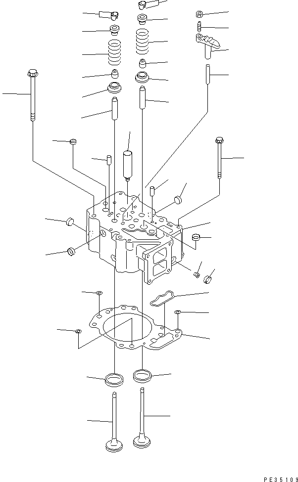 Komatsu parts book diagram for SAA6D125E-2B-8 S/N 60721-UP: CYLINDER HEAD(#67604-)