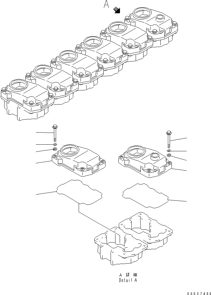 Komatsu parts book diagram for SAA6D125E-2B-8 S/N 60721-UP: HEAD COVER(#75758-)