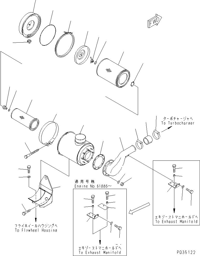 Komatsu parts book diagram for SAA6D125E-2B-8 S/N 60721-UP: AIR CLEANER