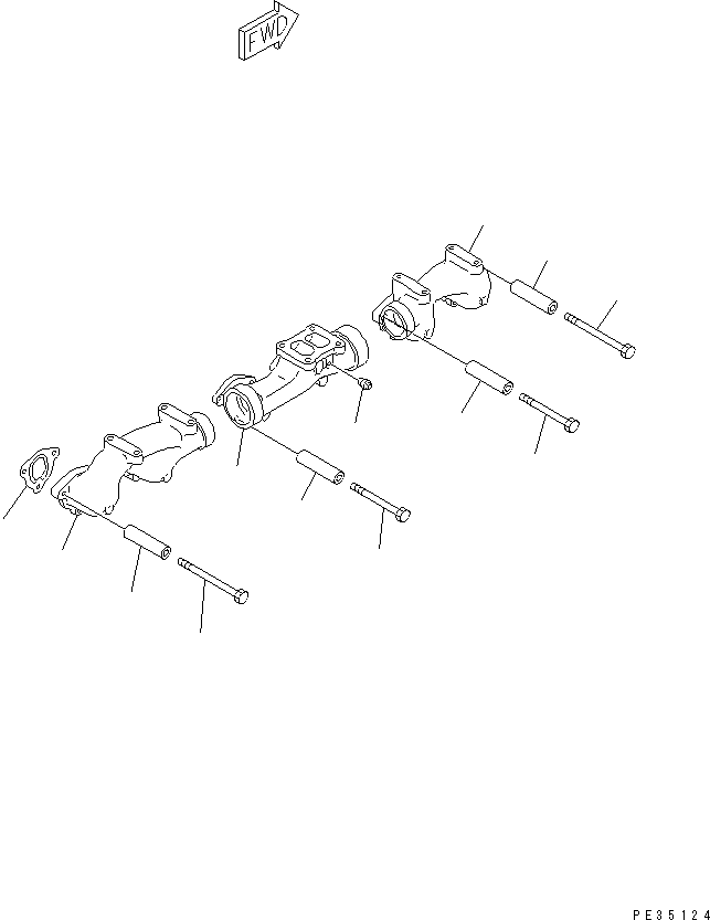 Komatsu parts book diagram for SAA6D125E-2B-8 S/N 60721-UP: EXHAUST MANIFOLD