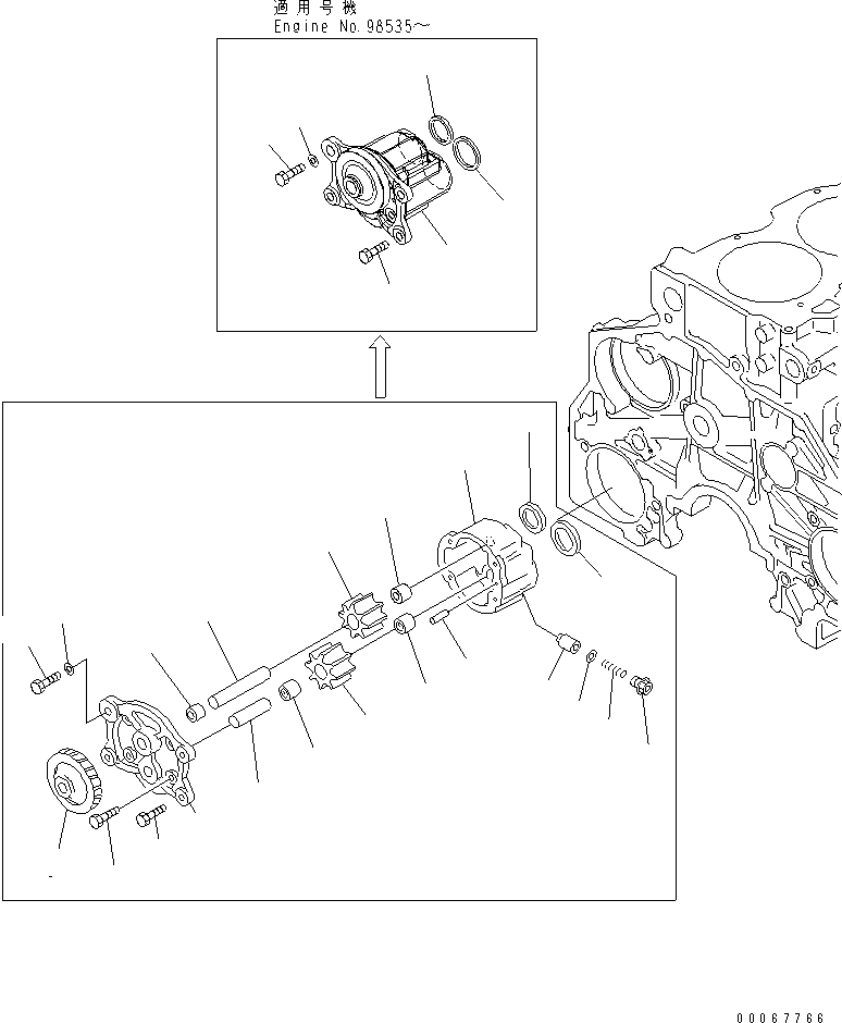 Komatsu parts book diagram for SAA6D125E-2B-8 S/N 60721-UP: OIL PUMP