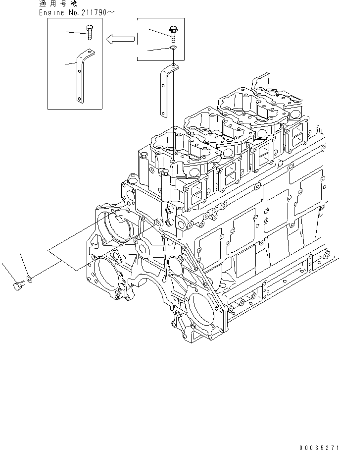 Komatsu parts book diagram for SAA6D125E-2B-8 S/N 60721-UP: WATER LINE PLUG (WITHOUT CORROSION RESISTOR)(#211198-)