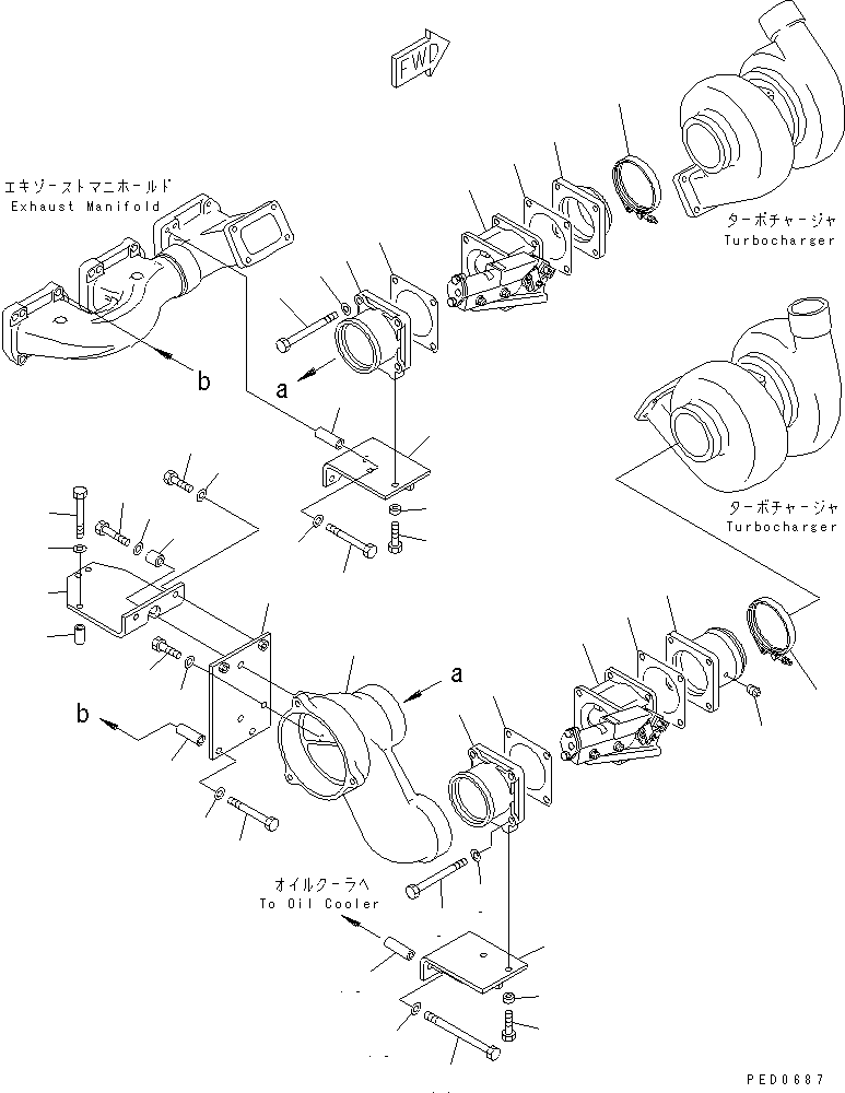 Komatsu parts book diagram for SAA6D170E-2A S/N 17389-UP: EXHAUST BRAKE MOUNTING